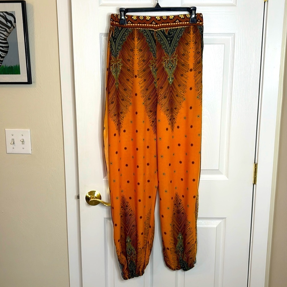 Calypso Open-Leg Festival Pants Elastic Ankle size Medium